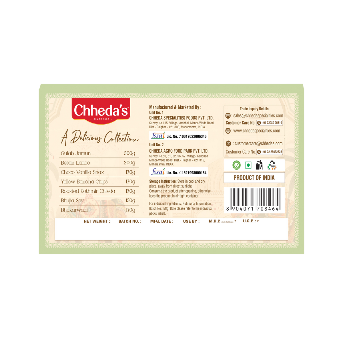Chheda's Heritage Signature Collection gift box – back with contents