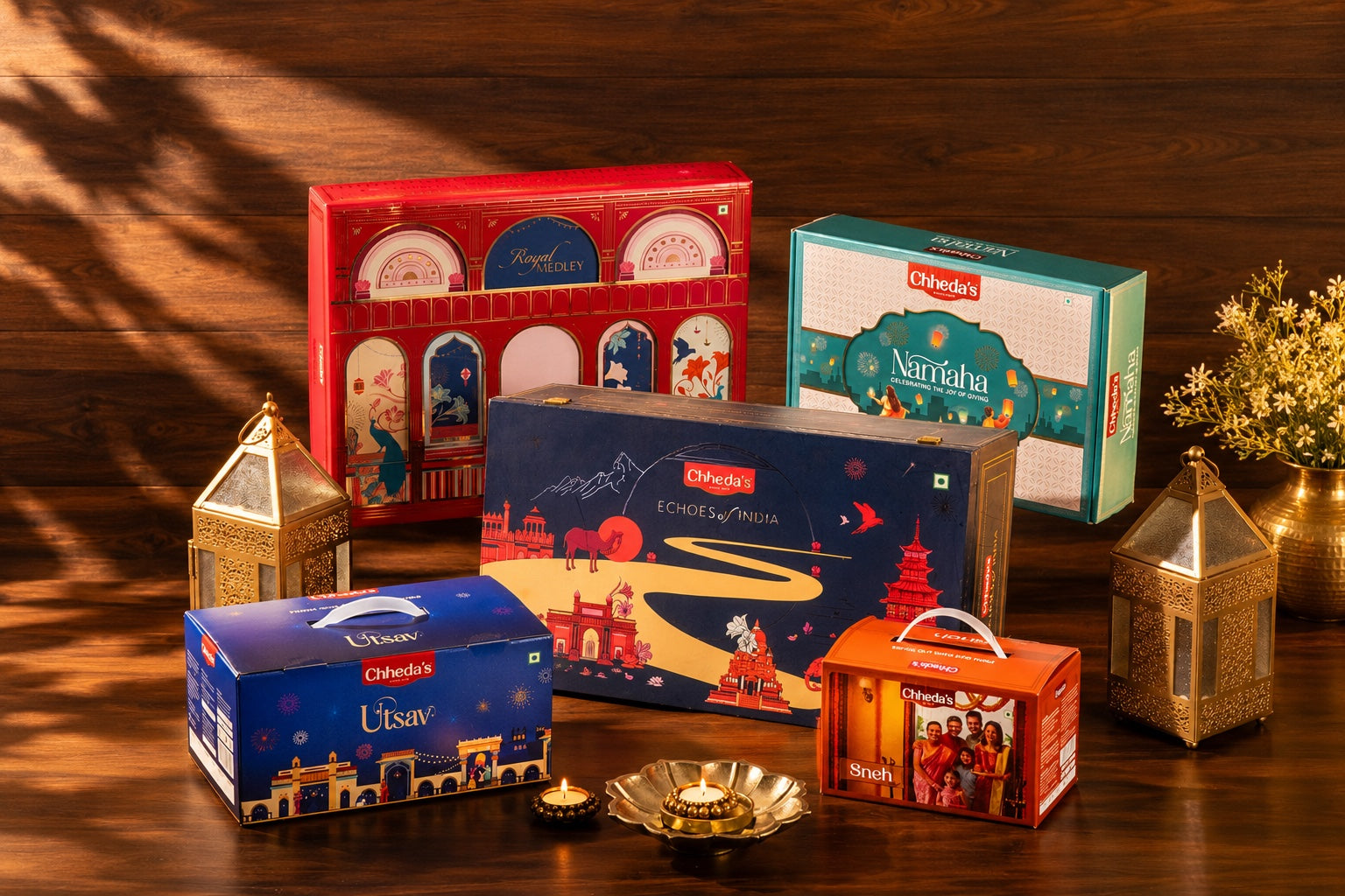 Chheda’s Diwali gift boxes: Royal Medley, Namaha, Echoes of India, Utsav and Sneh